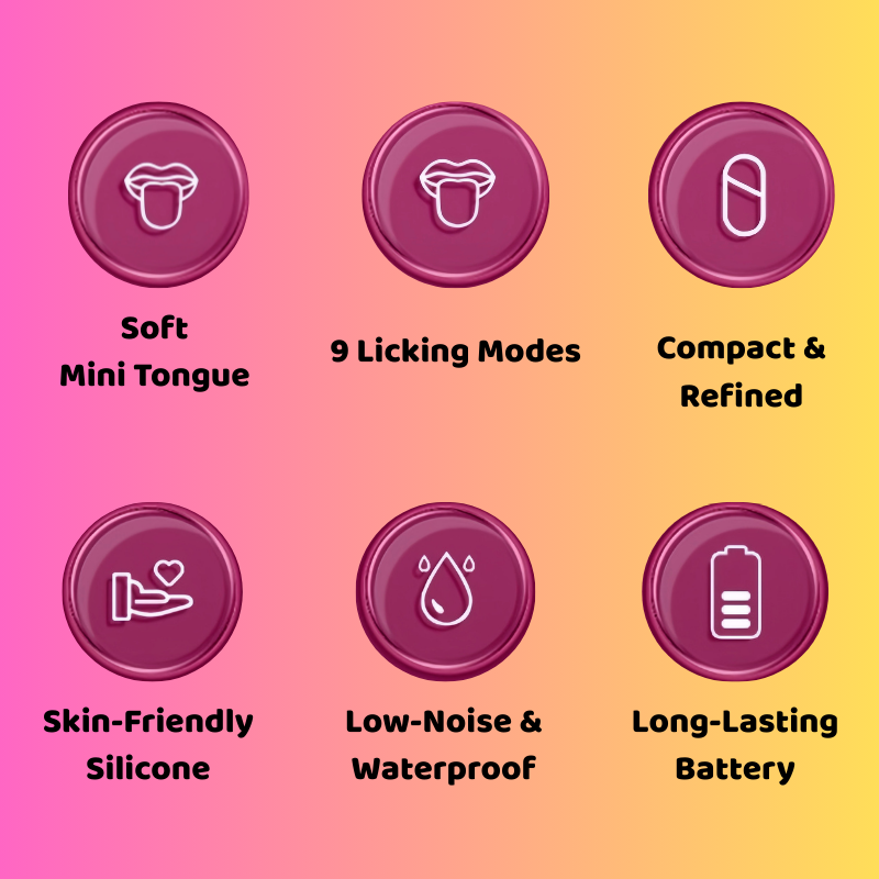 Key features of the lipstick stimulator: a soft mini tongue with 9 licking modes, crafted from skin-friendly silicone. Compact, refined, low-noise, waterproof, and with a long-lasting battery for the ultimate discreet pleasure.