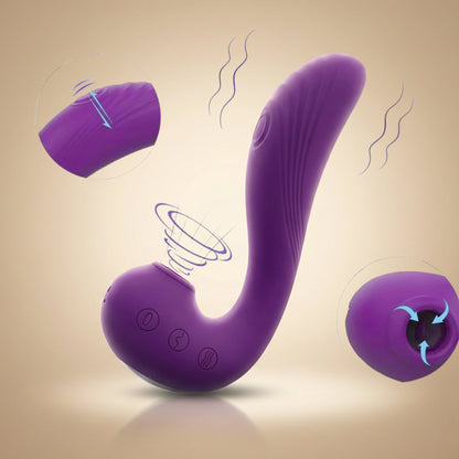 Purple electronic device with buttons on a beige background