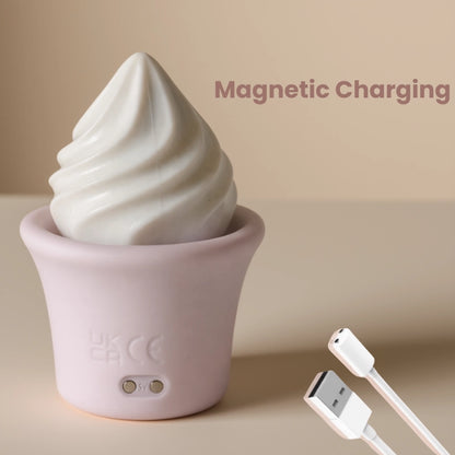 Ice cream-shaped night light with a USB cable on a beige background