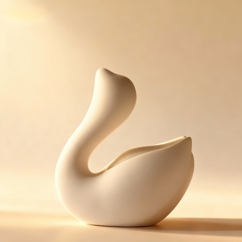 Elegant swan-shaped personal massager for dual stimulation, combining vibration and suction.