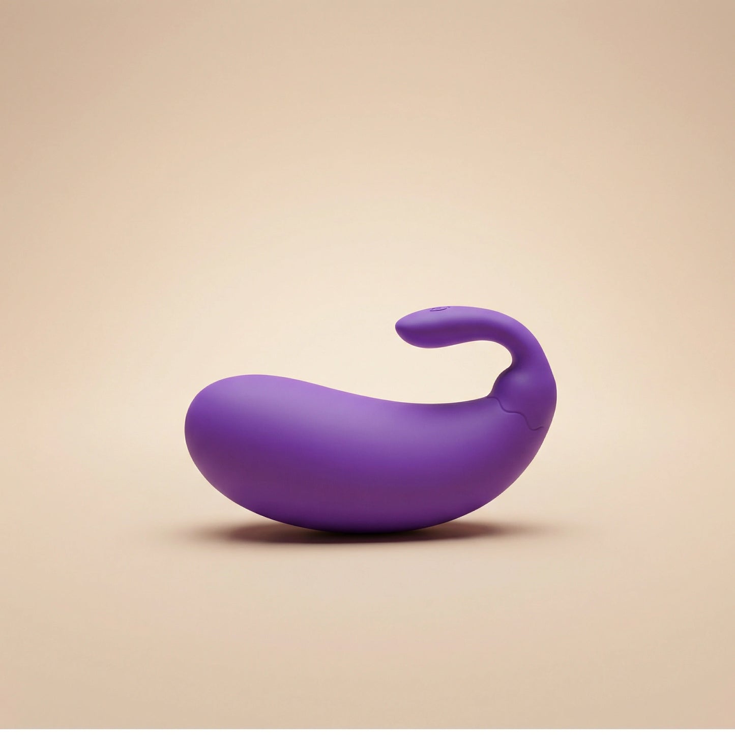 Purple toy with a curved design on a beige background