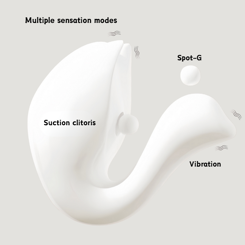 Side profile of the elegant swan massager, designed to target multiple pleasure points simultaneously for a full-spectrum, blended experience.